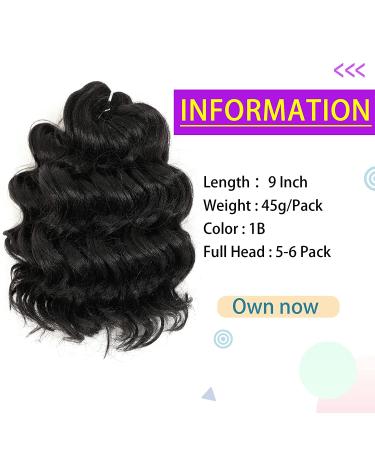 Ocean Wave Crochet Hair 9 Inch (Pack of 8) 1B - Synthetic Braiding Extensions for Black Women - Buy Online on GoSupps.com