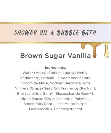 LaLicious Brown Sugar Vanilla Shower Oil & Bubble Bath - Shower Cleanser with Topical Probiotics & Grapeseed Oil No Parabens (10oz) - Buy Online on GoSupps.com