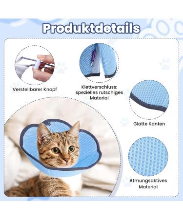 Xialvyu Foldable Protective Cat Collar - Adjustable Blue Restoration Neck Cone for Cats & Small Dogs Post-Surgery & Injury Care - Buy Online on GoSupps.com