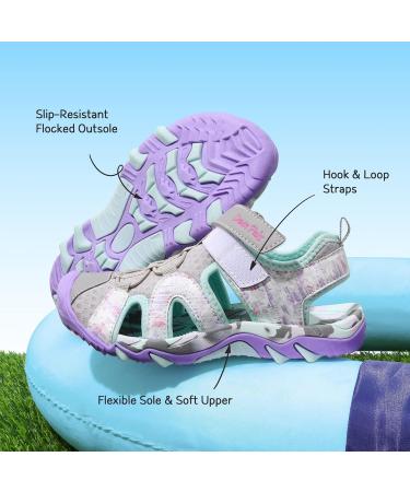 DREAM PAIRS Kids Sandals - Boys & Girls Outdoor Summer Sport Velcro Shoes - Light Grey Purple - 33 EU - Buy Online on GoSupps.com