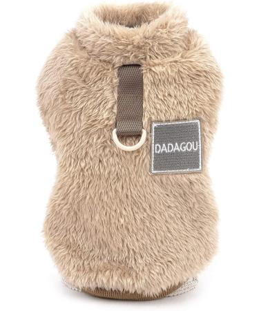 Smalllee Lucky Store Sherpa Fleece Sweater Vest for Small Dogs & Cats | Warm Autumn Winter Clothing for Yorkies & Chihuahuas | D-Ring Soft Sweatshirt Brown Size L - Buy Online on GoSupps.com