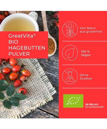 MeaVita Organic Rosehip Powder Raw Vegetable Quality Gluten Free 1 Pack (1 x 1000 g) - Buy Online on GoSupps.com