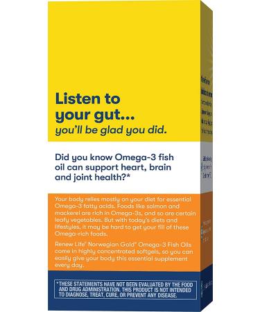 Renew Life Norwegian Gold Omega-3 Fish Oil 1045 mg - 30 Enteric-Coated Softgels - Buy Online on GoSupps.com