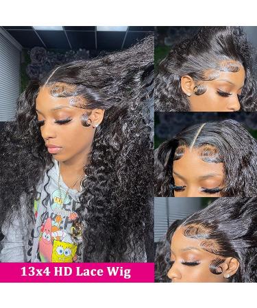 26 Inch Deep Wave HD Transparent Lace Front Wig - Brazilian Virgin Hair, Pre Plucked, 180% Density - Natural Color - 13x4 Deep Wave Frontal Wig for Black Women - Buy Online on GoSupps.com