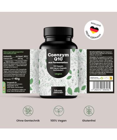 Supplement Hub Coenzyme Q10 capsules in high doses 130 capsules 200 mg per capsule vegan from fermentation CoQ10 produced in Germany - Buy Online on GoSupps.com