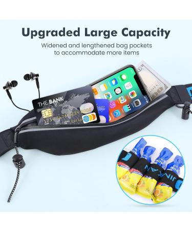 Jimkan Triathlon Start Number Band | Waterproof Running Belt with Storage Bag & Gel Holders for Triathlon Marathon & Running (Black) - Buy Online on GoSupps.com