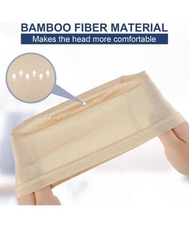 Janmercy 4 Pcs Bamboo Fiber Wig Cap Set - Women's Elastic Breathable Bald Cap for Hairloss - Black & Beige - Buy Online on GoSupps.com