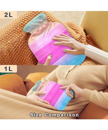 NAANLE 2L Blue Pink Wood Heat Bottle - Transparent Hot Water Bottle with Cover for Bed Hand & Feet Warmer Pain Relief & Heat Therapy - Buy Online on GoSupps.com