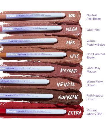 Kosas Hotliner Retractable Lip Liner Pencil - Hydrating Long-Lasting Creamy Texture with Brush & Sharpener - Infinite Warm Pinky Brown - Perfect for Plumping Lips - Buy Online on GoSupps.com