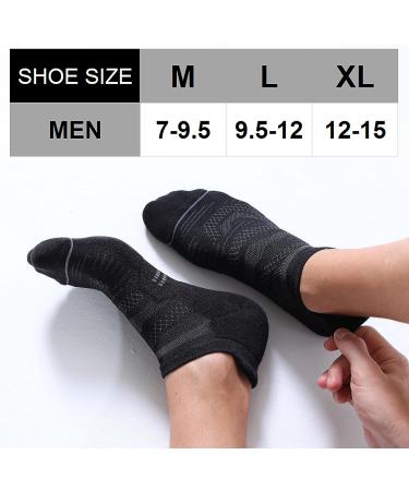 6 Pack Men's Running Ankle Socks | Cushioned Low Cut Athletic Sport Tab Socks - Black (Large) - Buy Online on GoSupps.com