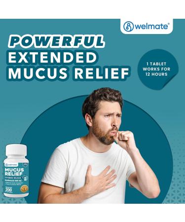 WELMATE Mucus Relief Guaifenesin 600mg Extended-Release Tablets - 200 Ct - 12 Hr Support for Cough, Nasal & Chest Congestion, Infections, Colds, Allergies - Expectorant for Temporary Relief - Buy Online on GoSupps.com