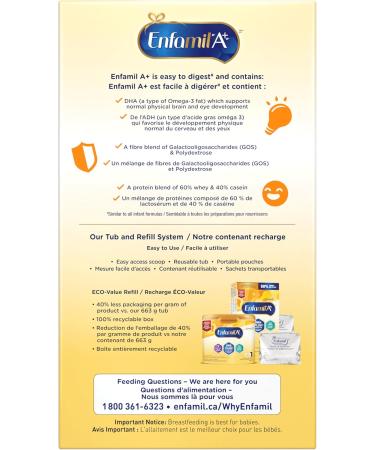 Enfamil A+ Baby Formula Value Pack Powder Refill DHA (a type of Omega-3 fat) to help support brain development Age 0-12 months 992g - Buy Online on GoSupps.com