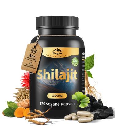 Region Original Shilajit capsules natural Himalayan organic resin extract 100 pure Shilajit as a nutritional supplement for energy vitality wellbeing Born in Europe 1300mg 120 tablets 1 piece 1er Pack