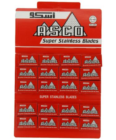 100 ASCO Super Stainless Double Edge Safety Razor Blades