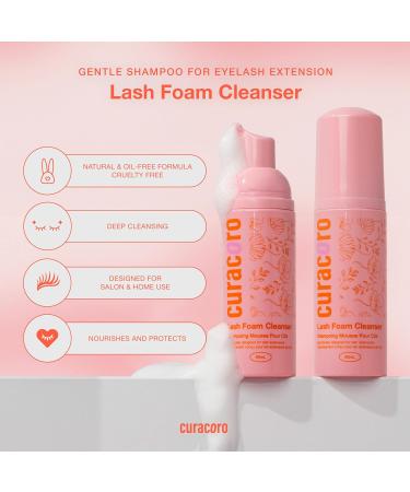 Curacoro 60ML Eyelash Extension Cleanser - Gentle Lash Shampoo for Sensitive Skin Waterproof Makeup Remover for Professional & Home Use - Buy Online on GoSupps.com