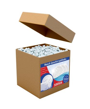 Resch Cleanix dishwasher tabs without plastic - all in one |500 pieces (approx. 9kg) |Phosphate -free tabs |Dishwasher flushing water -soluble film |Riner dishwasher 1 piece (500 pack)