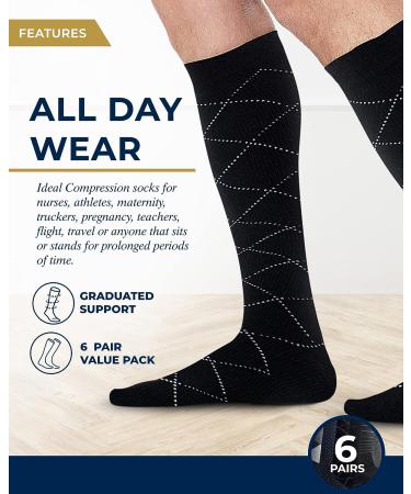 Pembrook Men's Light Compression Socks 8-15 mmHg - Large Multicolored - Buy Online on GoSupps.com