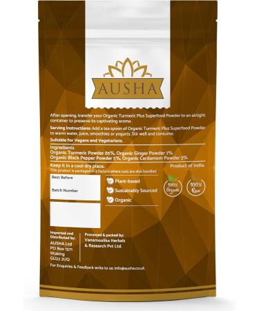 Ausha Turmeric Powder with Black Pepper, Ginger & Cardamom 250g | High Strength for Cooking & Joint Pain Relief - Buy Online on GoSupps.com