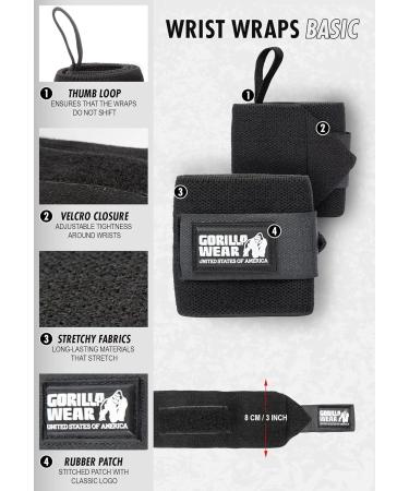 Gorilla Wear Wrist Wraps Basic - Black | Essential Bodybuilding & Fitness Accessory for Optimal Support - Buy Online on GoSupps.com