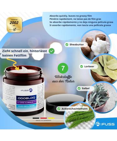  Mr. Fuss Mr. Fuss ODOBLOQ Deodorant Cream for Sweaty Feet and Strong Odors Aluminum-Free 100 ml Cream for Men and Women - Buy Online on GoSupps.com