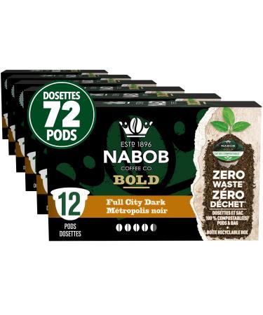 Nabob Full City Dark Coffee 100% Compostable Pods 117g (6 Boxes of 12 Pods)