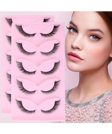 Buy Slender & Fluffy Faux Mink False Eyelashes - 10mm Cat Eye Lashes | 5 Pairs 3D Natural Look - Buy Online on GoSupps.com