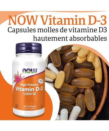 Now Foods Vitamin D3 1 000 IU 360 Softgels Laboratory Tested High Dose Gluten Free Soy Free - Buy Online on GoSupps.com