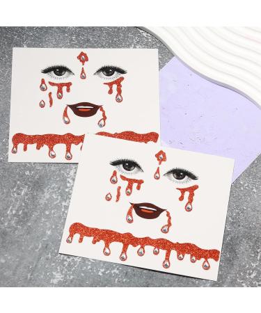 3D Red Glitter Halloween Face Stickers - Temporary Diamond Art for Kids & Adults | Perfect for Halloween Parties - Buy Online on GoSupps.com
