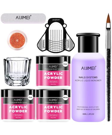 AIJIMEI Acrylic Nail Kit Acrylic Nail Acrylic Powder Acrylic Nail Kit for Beginners Acrylic Nail Art Kit Acrylic Nail Supplies Acrylic Nails Acrylic Liquid Monomer Acrylic Liquid Acrylic Nail Art Set
