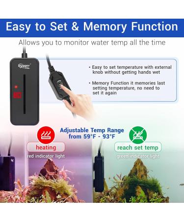 hygger Small Submersible Fish Tank Heater 100W for 10-20 Gallon Mini Betta Aquarium Heater with Thermostat Saltwater Freshwater 100 Watt - Buy Online on GoSupps.com