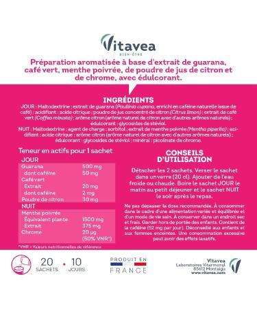 VITAVEA BIEN-ETRE - Pr paration minceur Expert Br leur graisses install es et Ventre plat - Programme Intensif 24h Jour / Nuit - Guarana Menthe poivr e Chrome - 20 sachets - Fabriqu en France Expert Br le graisses Ventre plat et Capteur de sucres - Buy Online on GoSupps.com