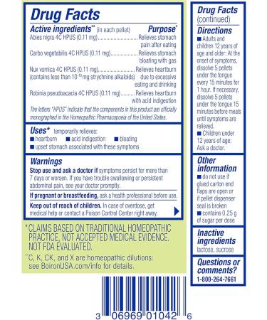 Boiron Acidil On The Go Travel Essential for Relief of Acid Reflux Heartburn Indigestion Bloating and Upset Stomach - 2 Count (160 Pellets) 80 Count (Pack of 2) - Buy Online on GoSupps.com