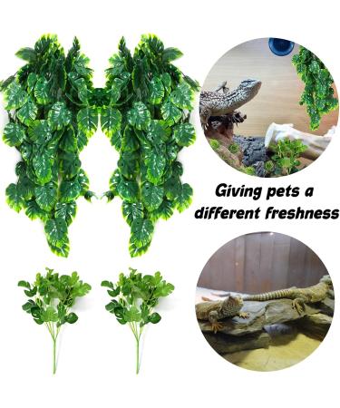 Quozio Monstera Hanging Plant - Artificial Tropical Leaves for Reptiles Terrariums & Home Decor - Ideal Wedding & Garden Wall Decoration - Buy Online on GoSupps.com