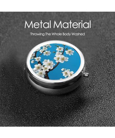 Japanese Cherry Flowers Round Pill Box | 3 Compartment Mini Travel Organizer | Portable Decorative Medicine Holder - Buy Online on GoSupps.com