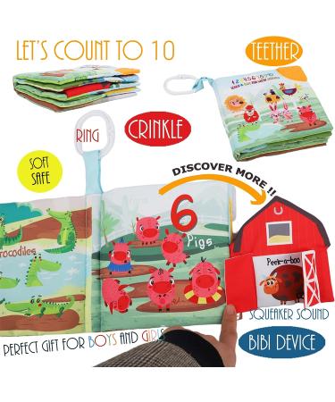 Soft Cloth Crinkle Baby Books | Touch & Feel Toys for Babies 0-6 Months to 1 Year Old | Farm Themed Book for Early Education | Baby Shower Gift - Buy Online on GoSupps.com