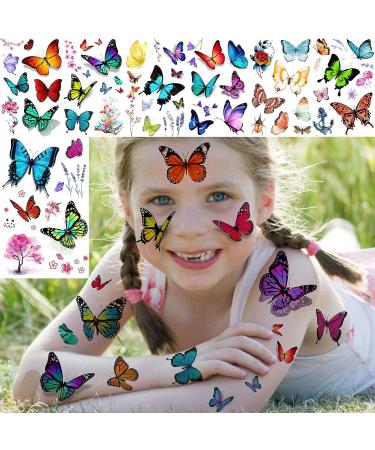 Bilizar 3D Colorful Butterfly Temporary Tattoos - 24 Sheets, 155+ PCS Watercolor Stickers for Women, Kids, Girls & Adults - Long Lasting Fake Tattoos for Arms, Boobs, Neck - Lavender Cholo Design - Buy Online on GoSupps.com