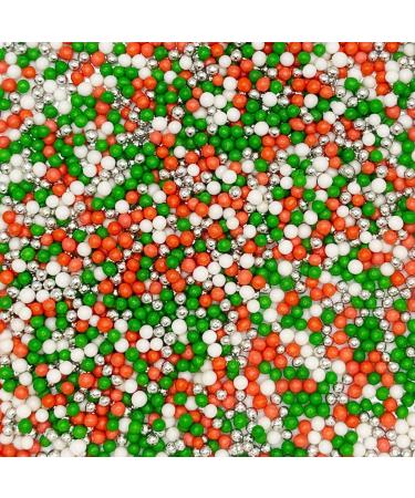 Christmas Twinkle Red Green White Pearls Cake Topper Sprinkles - 30g Edible Sugar Decorations for Xmas Party Cakes - Buy Online on GoSupps.com