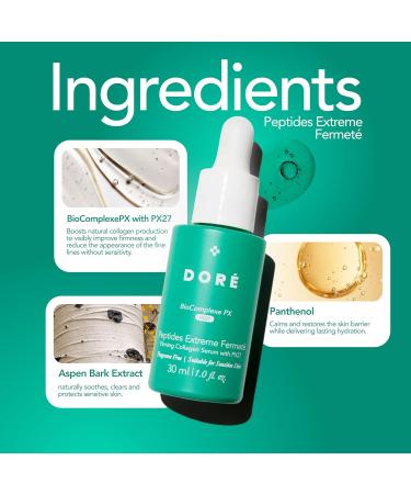 Dore - Peptides Extreme Fermet Collagen Firming Serum (30ml) Peptide Serum for Anti-aging Facial Serum with Peptides Overnight Face Serum for Wrinkle Reduction with Hydration Women's Skincare - Buy Online on GoSupps.com