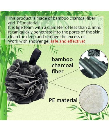 Eco-Friendly Bamboo Bath Loofahs - 4 Packs Exfoliating Shower Sponges | Skin Cleansing & Soothe (60g each, Black) - Buy Online on GoSupps.com