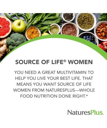 Natures Plus Source of Life Women Whole Food Multivitamin and Mineral Supplement for Overall Health & Energy - 60 Vegetarian Tablets -30 Servings - Buy Online on GoSupps.com