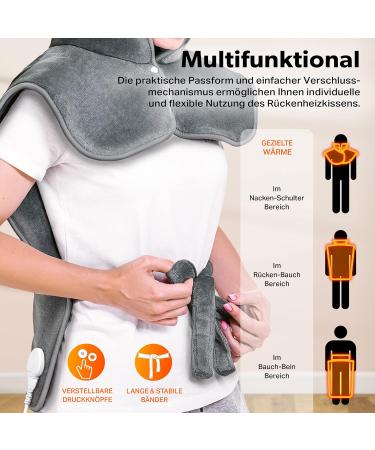 Sinnlein Heating Pad 60x85cm - Electric Heat Pad for Back Shoulder & Neck | 3 Temperature Settings & Auto Shut-Off (Gray) | International Shipping - Buy Online on GoSupps.com