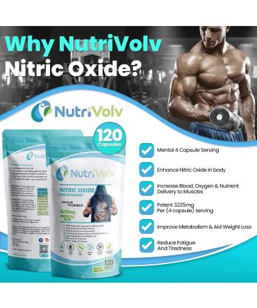 Nitric Oxide L-Arginine Pre Workout Supplement | Supports Athletic Performance & Muscle Building | 120 Capsules - Buy Online on GoSupps.com