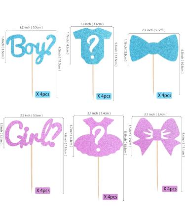 UXYOKM 24Pcs Gender Reveal Cupcake Toppers Baby's Boy or Girl Glitter Cupcake Picks Kids Birthday Party Decors Baby Shower Party Decoration Supplies - Buy Online on GoSupps.com