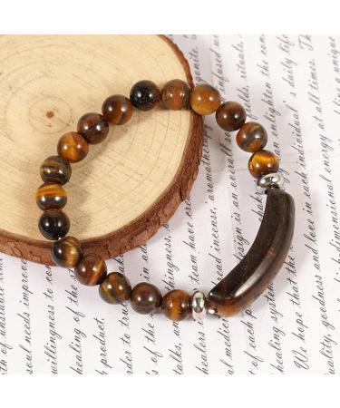 Soulnioi Tiger's Eye Bridge Bracelet & Vintage Obsidian Wolf Tooth Necklace Set - Buy Online on GoSupps.com