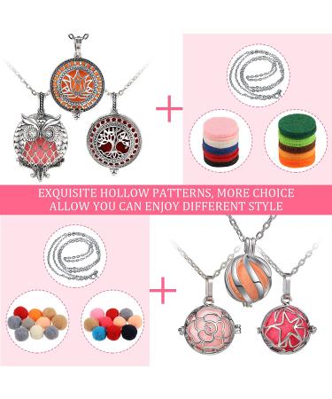 6-Piece Diffuser Locket Necklace Set with Aromatherapy Oil Pendant and Refill Pads - Stainless Steel Necklace for Women and Girls - Buy Online on GoSupps.com