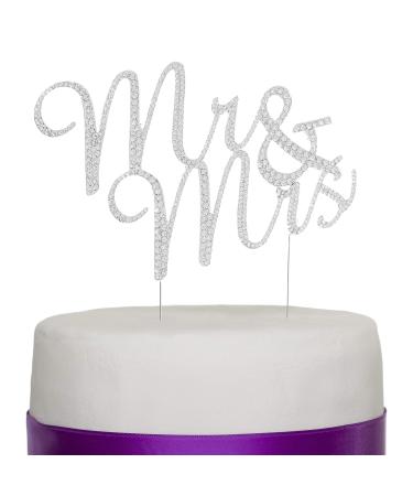 Ella Celebration Mrs Wedding Toppers Monogram Letters Decorations for Cakes (silver) Steel