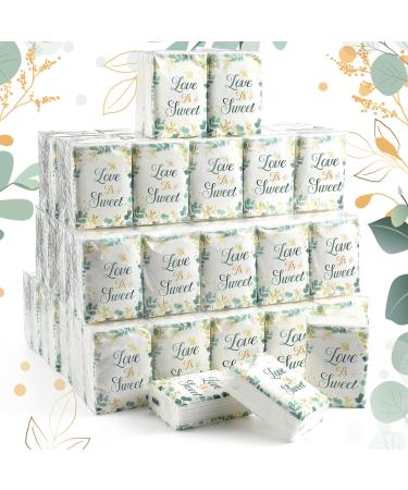 100 Pack Wedding Facial Tissues Love is Sweet Individual Pocket Tissue Travel Tissue Items for Wedding Welcome Bag Stuffers 3 Ply Tissues for Guest Graduation Ceremony 8 Sheets Each 2 x 2.8 Inch