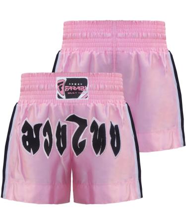 Farabi Sports Muay Thai Shorts Pink Ladies Female MMA Training Shorts Martial Arts Boxing Shorts Pink Medium Short