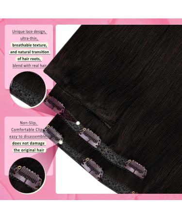 Youngsee Clip In Extensions - 50 cm Dark Brown Remy Real Hair 120g Invisible & Smooth Clip-ins - Buy Online on GoSupps.com