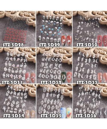 Nail Accessories Summer Acrylic Slider Decals Embossed Flowers Leaves 5D Nail Stickers(STZ-5D36) - Buy Online on GoSupps.com